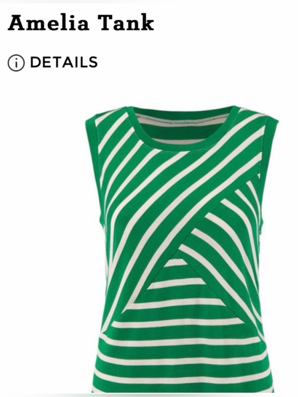 Amelia Tank by Cabi — Green Stripe